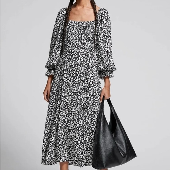 & Other Stories Dresses & Skirts - & Other Stories Black and White Double Puffed Sleeves Maxi Dress